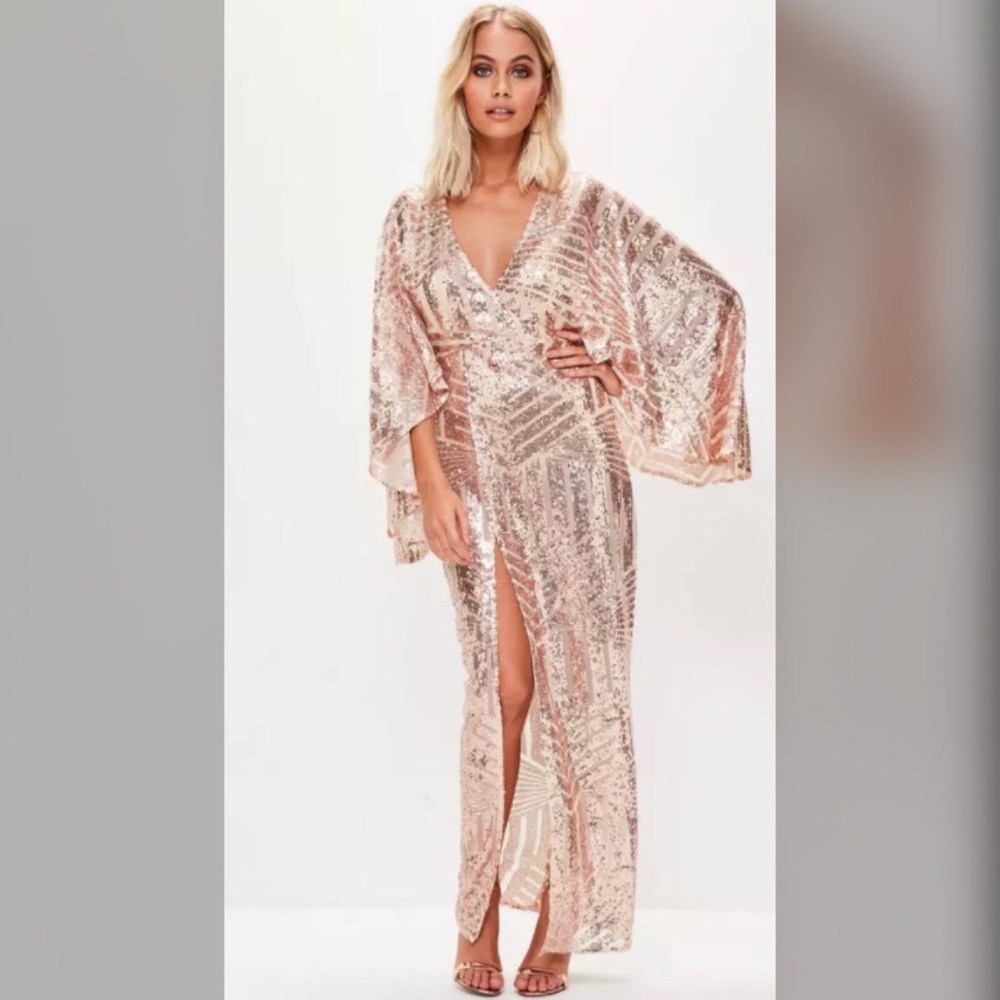 Rose gold kimono dress. Size 0